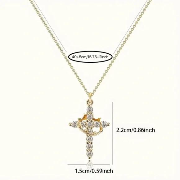 NEW Stunning Cross With Crown Pendant Necklaces - Picture 4 of 4